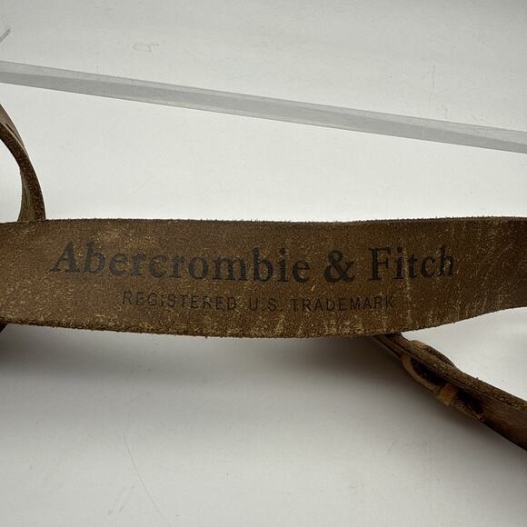Item is SOLD Vintage Y2K Abercrombie & Fitch Brown Leather Belt Solid Brass - Picture 4 of 9